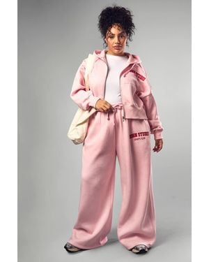 DSGN Studio Plus Embroidered Straight Let Jogger - Pink