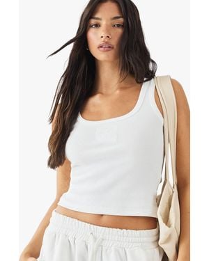 DSGN Studio Square Script Embroidered Rib Tank Tank Top - White