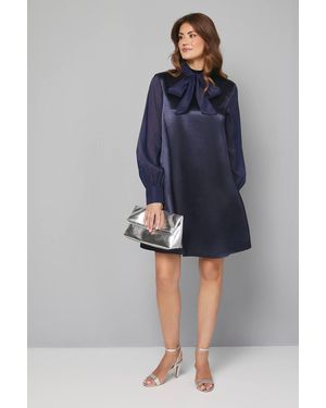 Wallis Organza Sleeve Satin Shift Dress - Blue