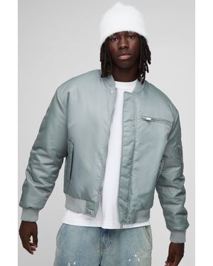 BoohooMAN Kastige Ma1 Bomberjacke - Grau