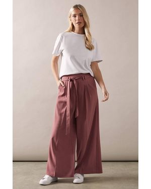 Wallis Petite Self Belted Wide Leg Trouser - Brown