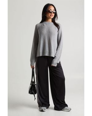 Boohoo Open Back Knitted Crew Neck Jumper - Gris