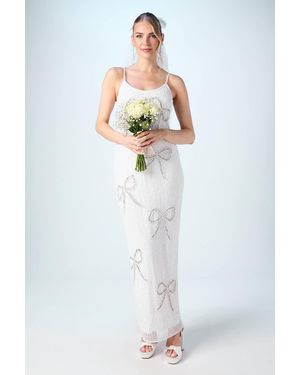 Coast Bow Embellished Maxi Wedding Dress - White