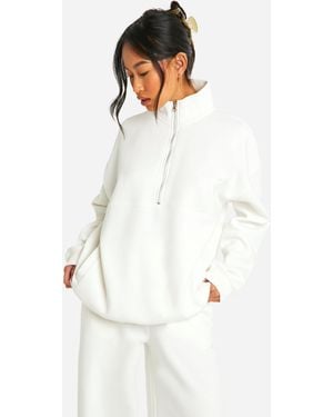 DSGN Studio Dsgn Studio Embroidered Half Zip Oversized Sweatshirt - White