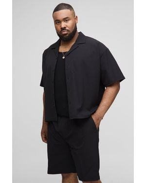 Technic Plus Al Stretch Oversized Boxy Shirt & Short Set - Black