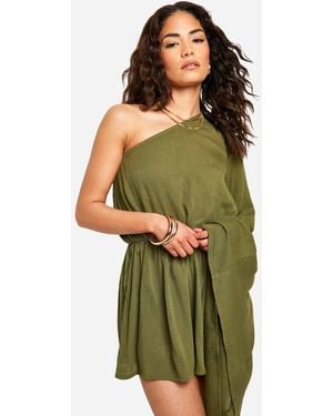 Boohoo Petite Extreme Flare Sleeve Flippy Playsuit - Green