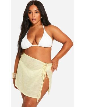 Boohoo Plus Ring Detail Mini Beach Skirt - Green