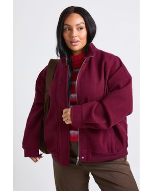 Boohoo Plus Oversized Bomber Jacket - Red