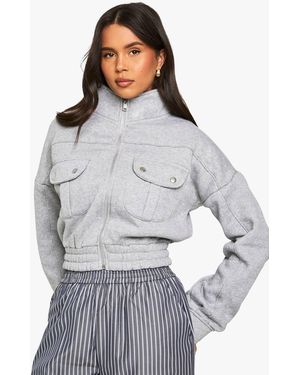 Boohoo Pocket Detail Bomber Jacket - White