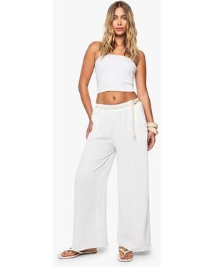 Boohoo Woven Shirred Waist Trouser - White