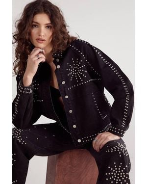 Nasty Gal Western Studded Jean Jacket - Blue