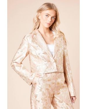 Dorothy Perkins Tailored Jacquard Cropped Blazer - Natural