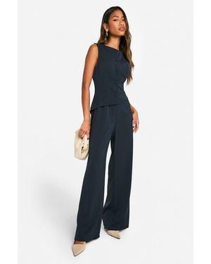 Boohoo Waistcoat Wide Leg Jumpsuit - Blue