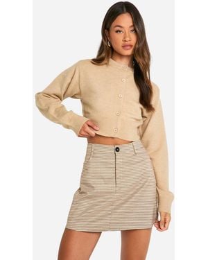 Boohoo Tall Check Micro Mini Skirt - Natural