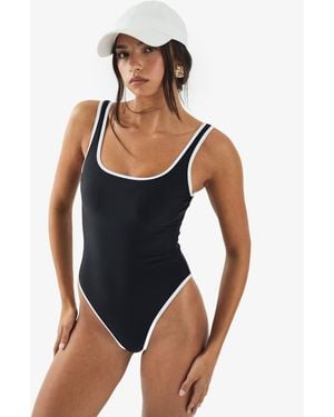 Boohoo Dsgn Studio Sports Square Neck Bathing Suit - Blue