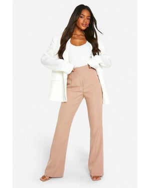 Boohoo Fit & Flare Tailored Pants - White
