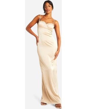 Boohoo Tall Satin Lace Cup Maxi Dress - Metallic