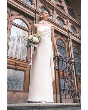 Coast Bandeau Corset A Line Satin Wedding Dress - White