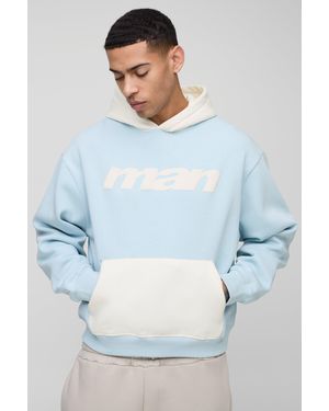 Boohoo Oversized Boxy Color Block Hoodie - Blue
