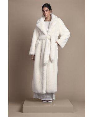 Coast Occasion Belted Longline Faux Fur Coat - Brown
