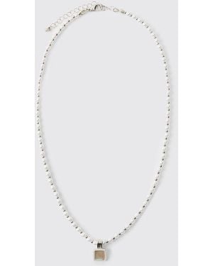 BoohooMAN Pendant Chain Necklace - White