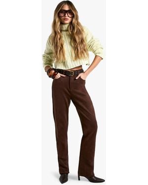 Boohoo Suede Look Straight Leg Pants - Brown