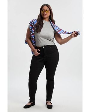 Boohoo Plus High Waisted Skinny Jeans - Black