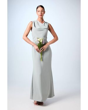 Coast Twist Detail Cowl Neck Satin Bridesmaid Dress - White