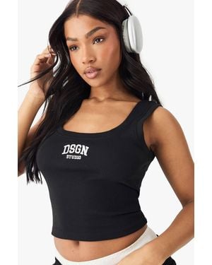 DSGN Studio Collegiate Embroidered Rib Tank Tank Top - Blue