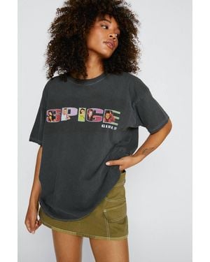 Nasty Gal Spice Girls Oversized Graphic T-Shirt - Gray