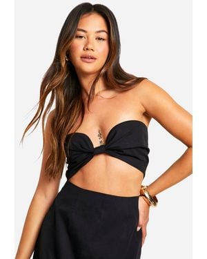 Boohoo Knotted Crop Top - Black