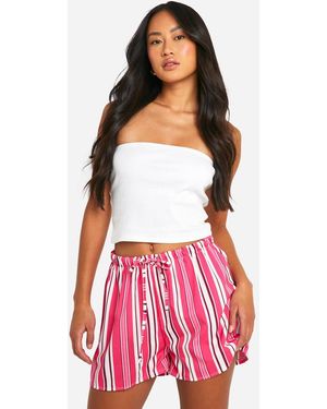 Boohoo Linen Look Textured Stripe Flippy Short