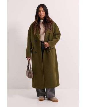 Dorothy Perkins Petite Relaxed Buttoned Midi Coat - Green