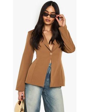 Boohoo Open Back Tailored Blazer - White