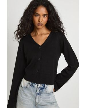 Boohoo V Neck Knitted Cardigan - Black