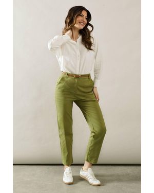 Wallis Belted Tapered Trouser - Green