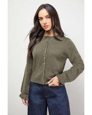 Oasis Ruffle Detail Cropped Cardigan - Green