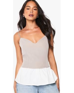 Boohoo Woven Ruffle Hem Cami Top - White