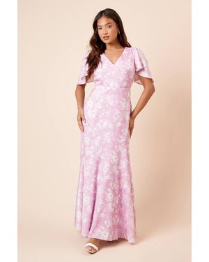 Dorothy Perkins Dp Luxe Petite Angel Sleeve V Neck Maxi Dress - Pink