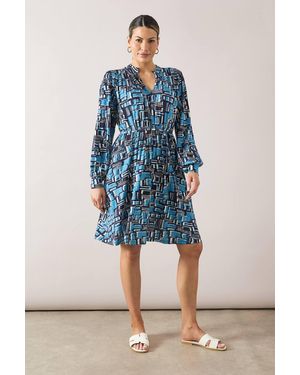 Wallis Abstract Jersey Belted Shift Dress - Blue