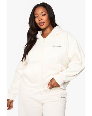 Boohoo Sudadera Plus Crop Con Capucha - Blanco