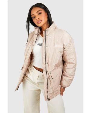 Boohoo Pocket Detail Parka - Natural