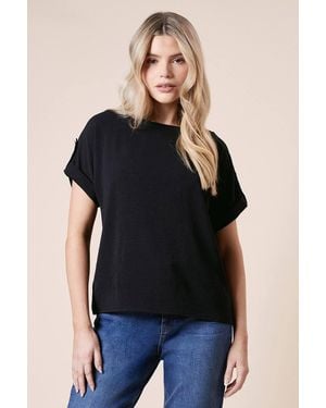 Dorothy Perkins Roll Sleeve Blouse - Black