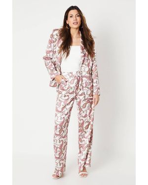 Wallis Premium Printed Wide Leg Pants - Pink