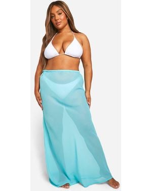 Boohoo Plus Beach Maxi Skirt - Blue