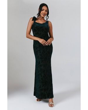 Coast Burnout Tie Shoulder Bridesmaid Dress - Black