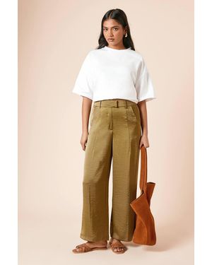Dorothy Perkins Petite Tailored Satin Straight Leg Trouser - Natural