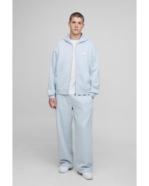 BoohooMAN Oversized Boxy Pastel Zip Through Tracksuit - Blue