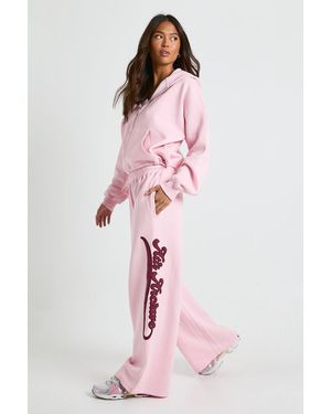 Boohoo Ath Archive Self Fabric Applique Straight Leg Jogger - Pink