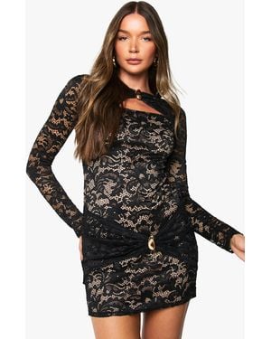 Boohoo Lace Trim Detail Mini Dress - Black